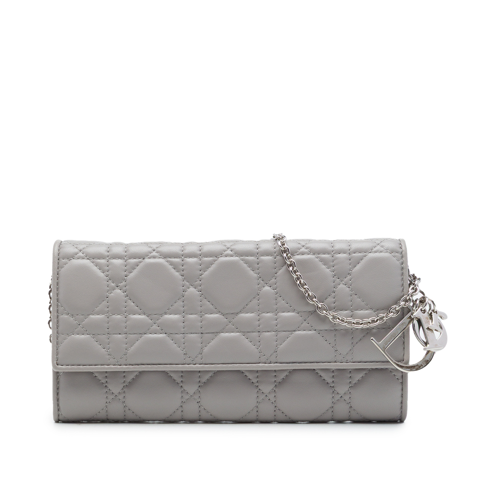 Pre-Loved Dior Lambskin Cannage Lady Dior Wallet On Chain
